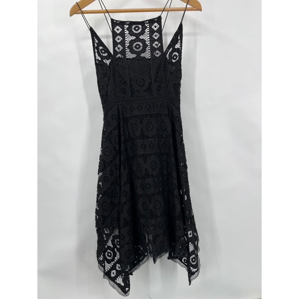Free People Just‎ Like Honey Lace Sz 2 Black Dress Witchy Fairycore Whimsigoth